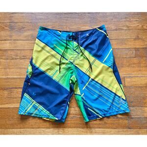 HURLEY Phantom 21" Blue/Yellow/Green Boardshorts sz 32